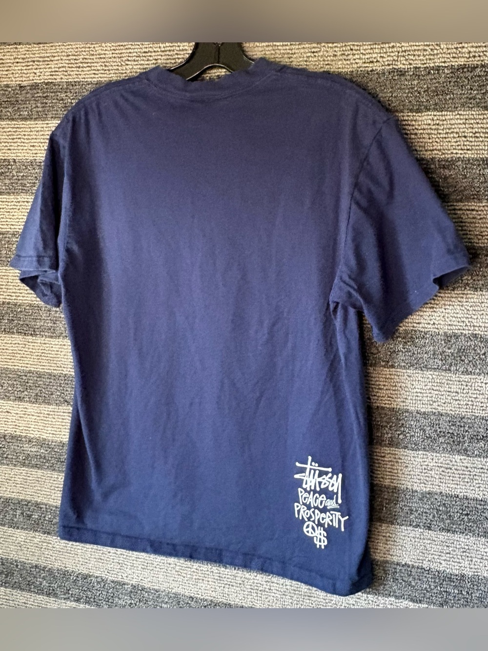 Vintage Y2K Stussy Peace & Prosperity Navy Blue T-Shirt Men’s Medium EUC - Picture 5 of 6